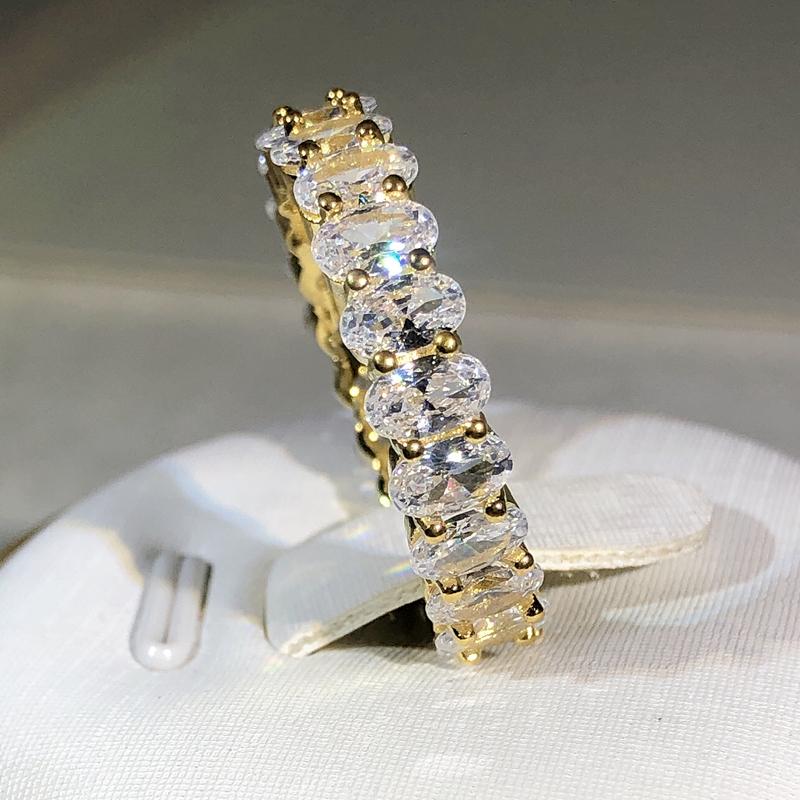 Роскошные очаровательные обручальные кольца с овальными кристаллами для женщин, ювелирные изделия из стерлингового серебра 925 пробы, обручальное кольцо с блестящим цирконием Cz