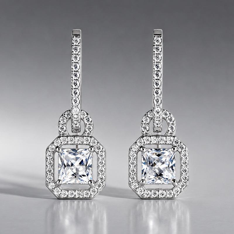 European and American simple earrings, micro-inlaid zircon temperament earrings, classic versatile daily high-end accessories