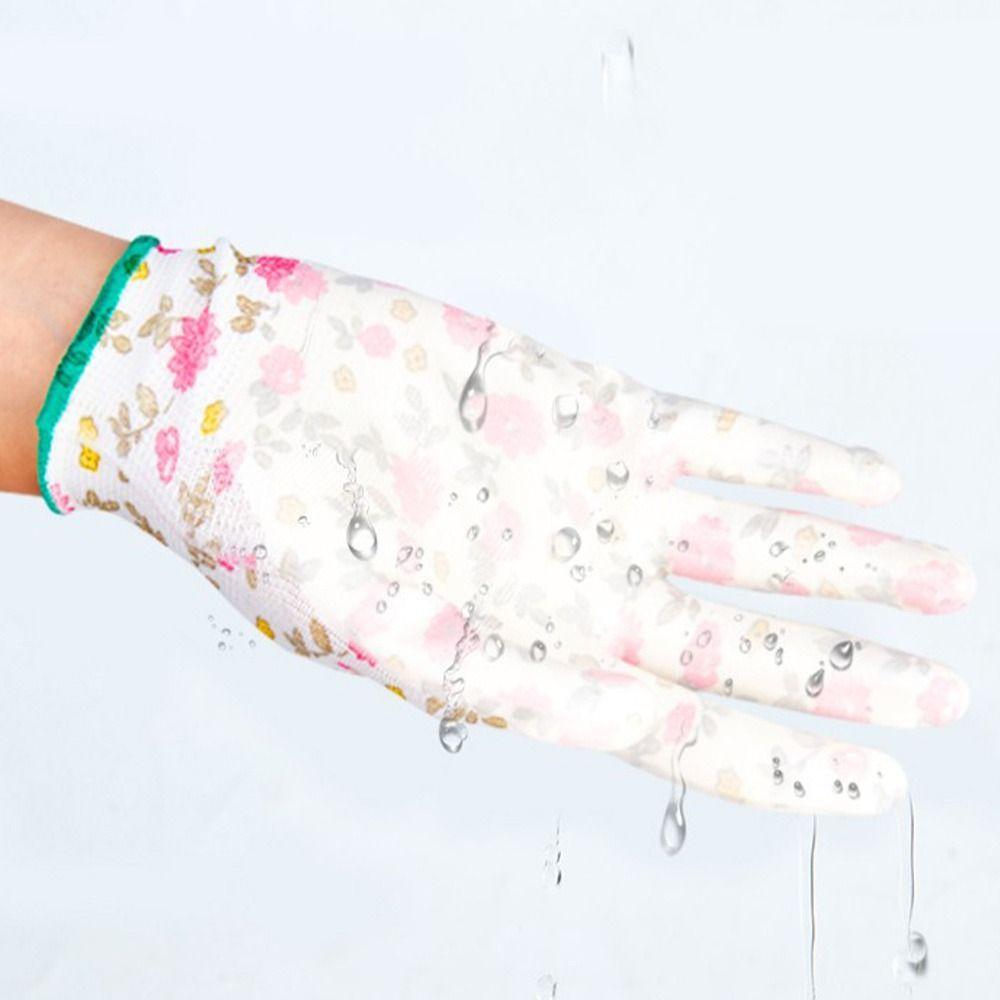 Детские садовые перчатки с розовым цветочным узором, нитриловые защитные варежки, рабочие перчатки для детей/взрослых