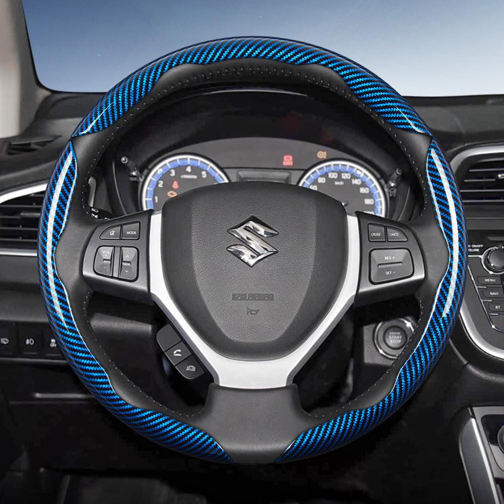 zkfan8 Suitable for Suzuki Carbon Fiber Texture Steering Wheel Cover with Segmented Quick-Release Design for Wagon R Swift Ertiga Brezza Baleno Fronx