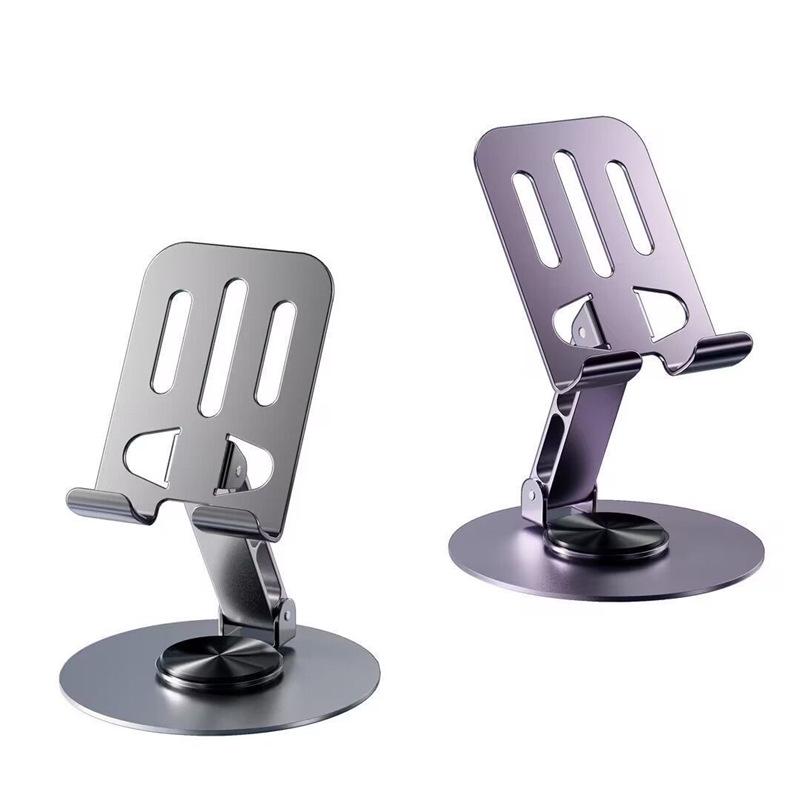 Premium All-Metal Rotating Phone & Tablet Stand: Portable, Foldable, Universal for Desktop Use and Ideal for Live Streaming & Watching Dramas