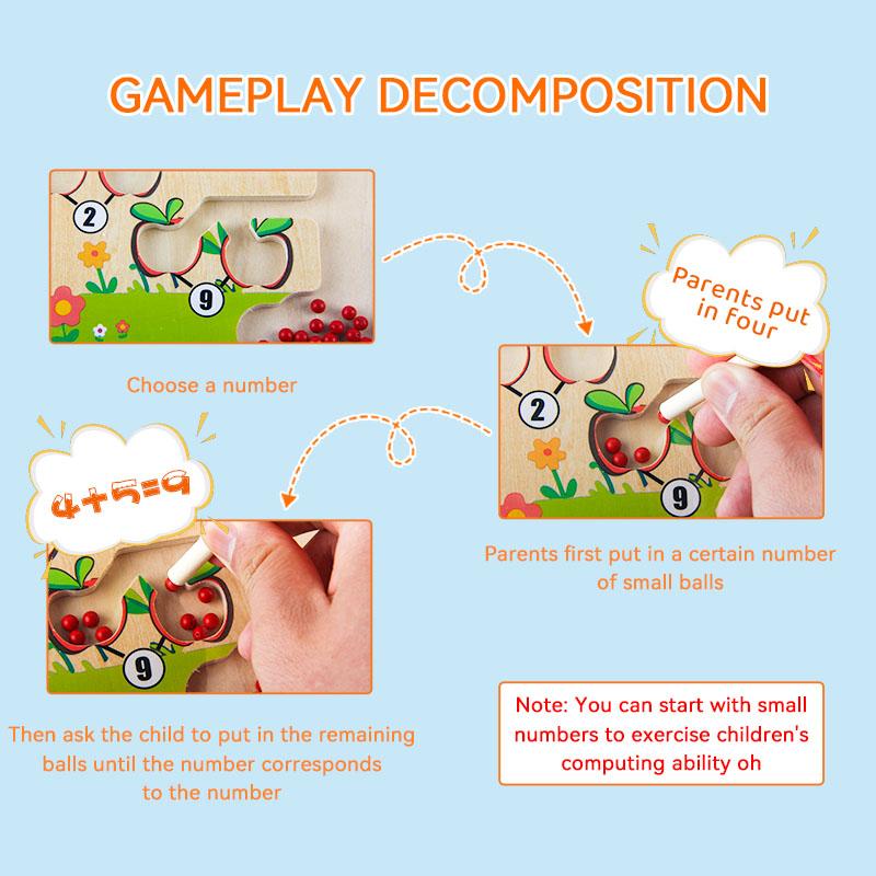 Children's Digital Magnetic Ball Maze Addition and Subtraction Toy Magnetic Ball Pen Mathematical Operation