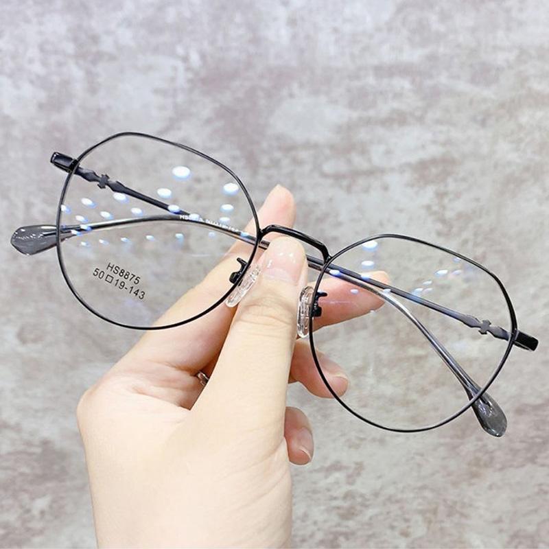 Fashion Korean Style Round Women Glasses Computer Frame Metal Anti Blue Light Spectacles Eyeglasses