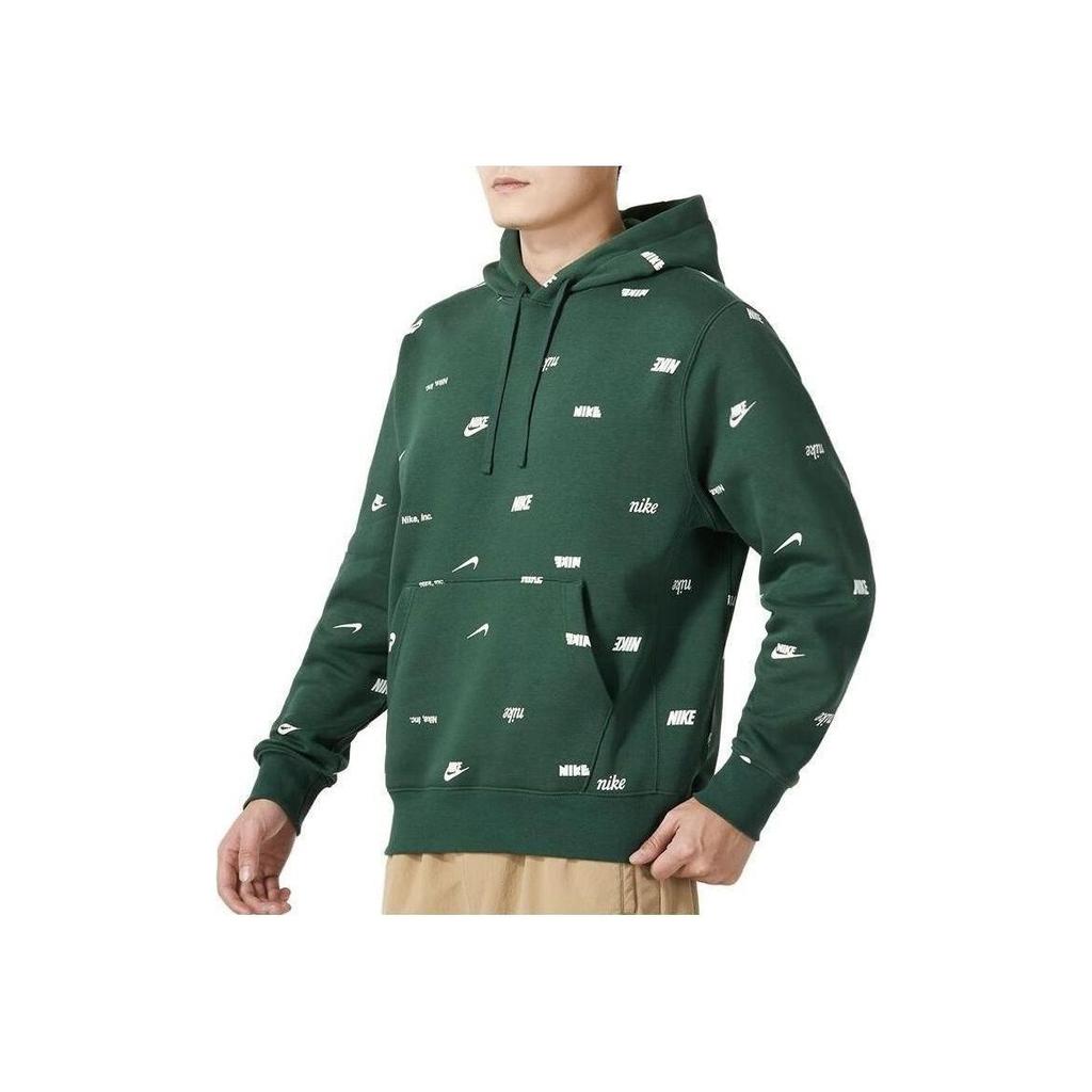 Nike Толстовка с капюшоном и принтом логотипа Мужские топы Зеленый FB7435-323