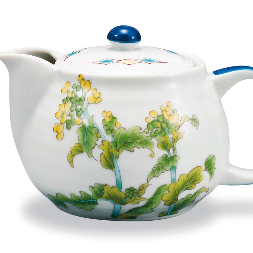 Кутанияки Иватая красивый чайник с четырьмя чайниками Нанохана "Времена года Японии" (Февраль) АП7-5168