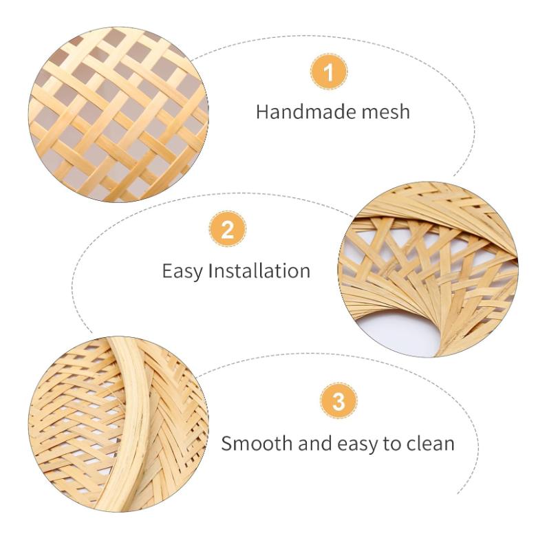 Woven Bamboo Chandelier Lamp Indoor Lighting Home Hotel Restaurant Kitchen Dining Decorative Rattan Pendant Light