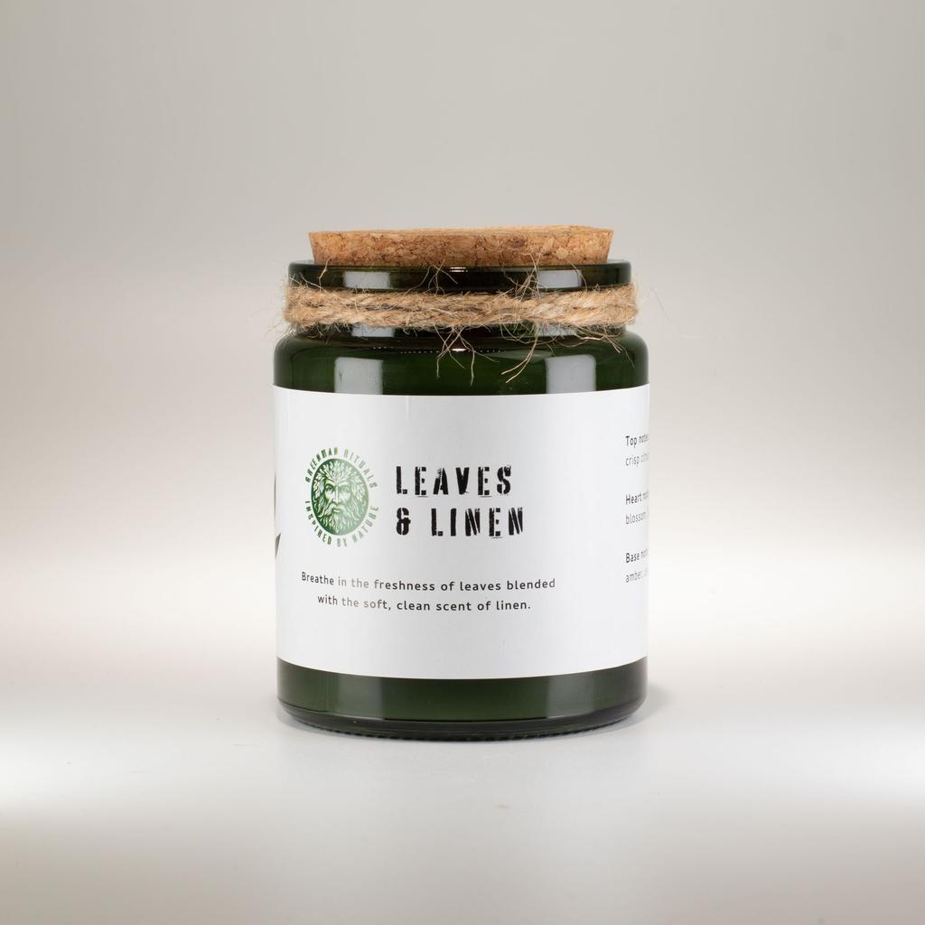 Greenman Woodwick Soy Candle – Leaves and Linen