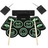 Electronic for for 9 Ride Two Crash Snare Bass Floor Two Toms Drums, Foldable, Small, Rollable, Kids, Beginners, Set, Portable, Pads, Hi-hat, Cymbal,