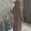 Europe & America Plus Size Knit Hooded Long Cardigan