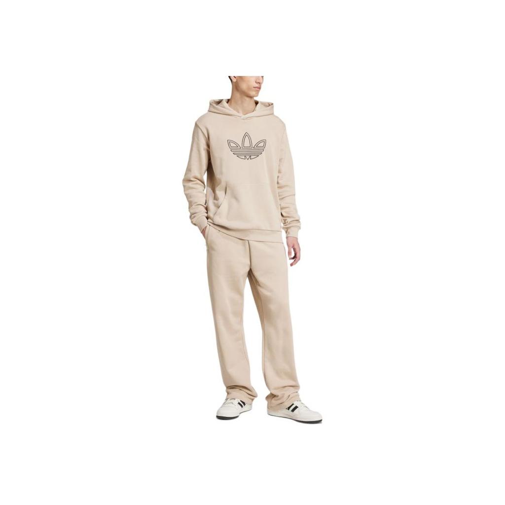 adidas Толстовка с капюшоном Originals Trefoil FW24 Outline Series, модная, удобная, мягкая, с капюшоном, мужская, бежевая, JJ1505