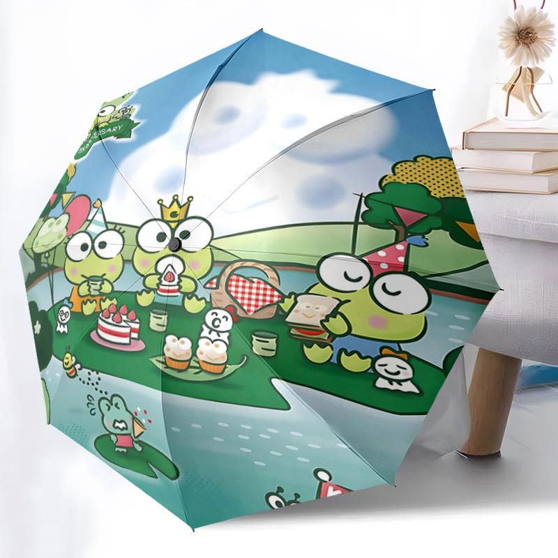 1pc Kero Kero Keroppi 35th Anniversary Automatic Opening/Closing Umbrella with Foldable Design, Iron Frame, Outdoor Use, Festival Gift, Suitable for F