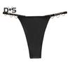 Women Panties Solid Color Heart Ring Decor Butt-lifted Low Waist Seamless Elastic Briefs Seductive Thong Female Underwear