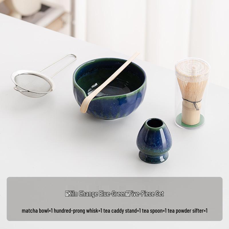 Handmade Japanese Matcha Ceramic Tea Bowl and Bamboo Whisking Tool