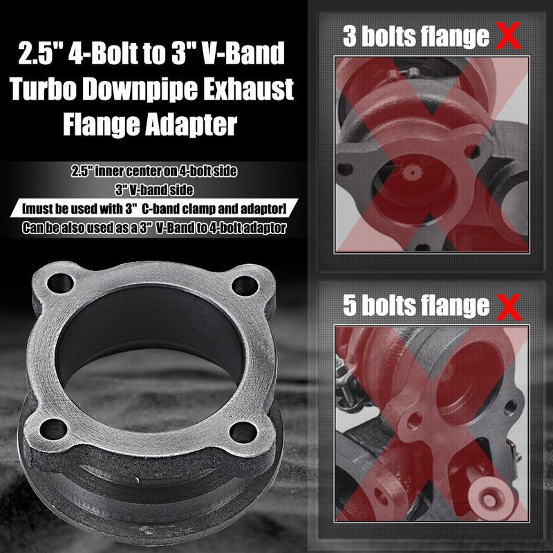 Auto 4 Bolt Exhaust Flange Adapter 2.5" to 3" V-Band Turbo Downpipe for GT35 GT30