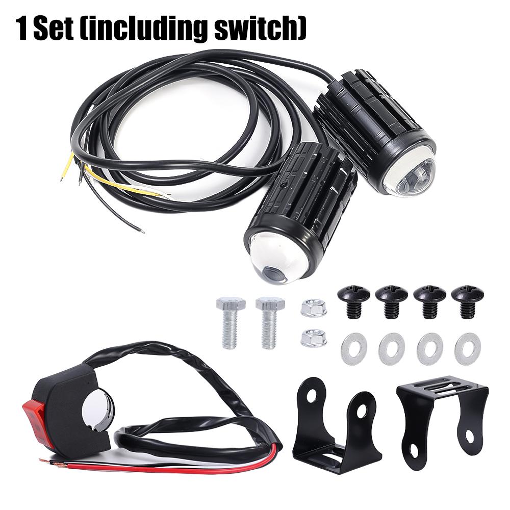 Светодиодные фары для мотоциклов DC8V-80V 3000K/6000K водонепроницаемые двухцветные противотуманные фары для мотоциклов и электромобилей модификация сигнального света