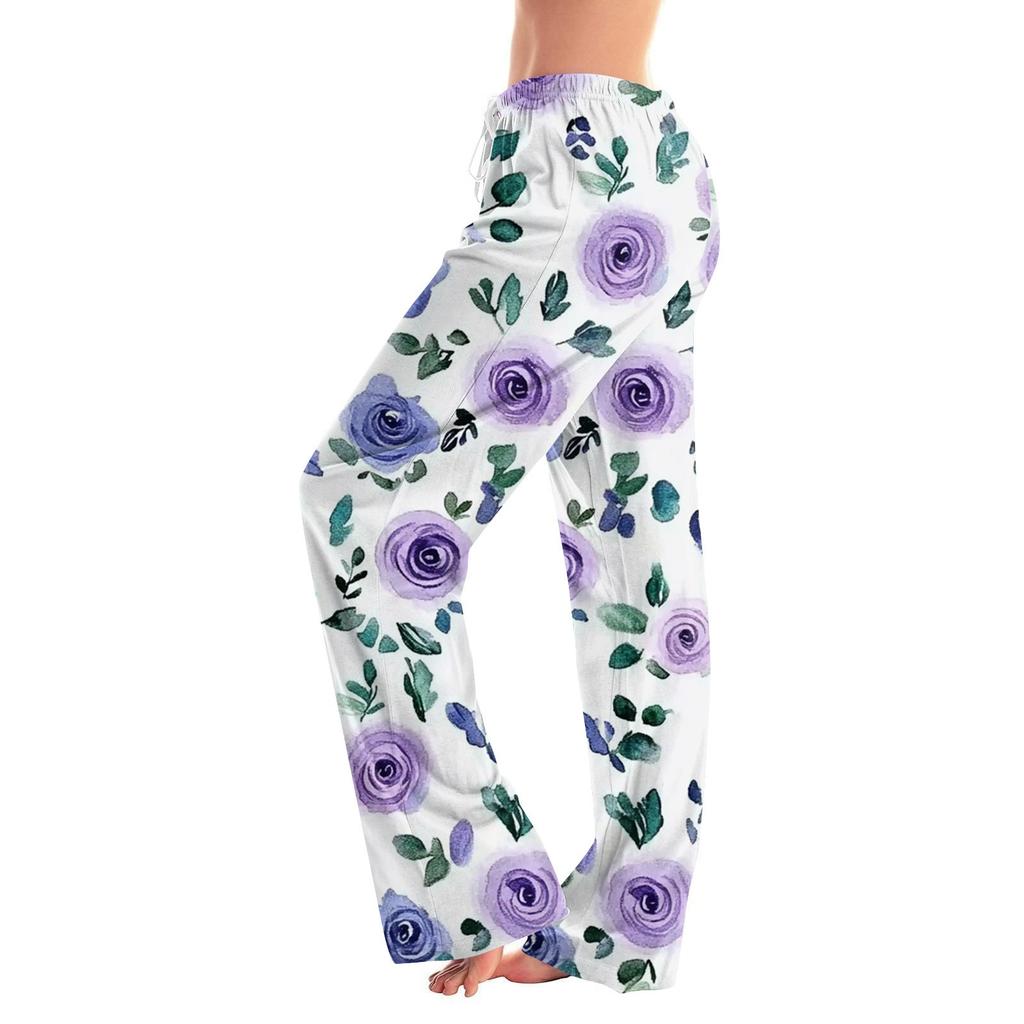 Женские модные свободные повседневные брюки с цветочным принтом