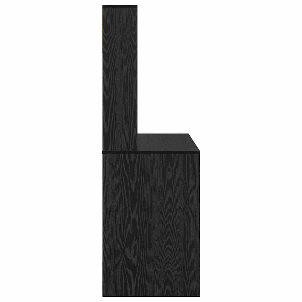 Desk with Shelf Black Oak Effect 91 x 50 x 149 cm