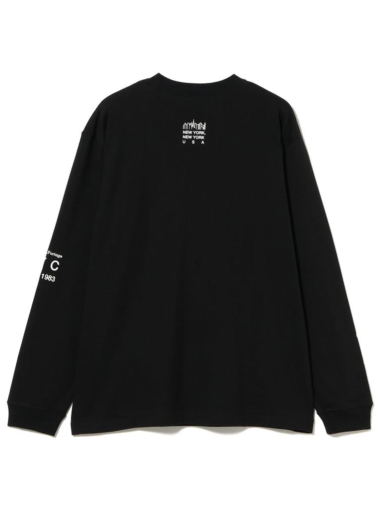 BEAMS LIFE STORE by BEAMS Manhattan Portage Long Sleeve Print T-Shirt, Men's, Black, Size L