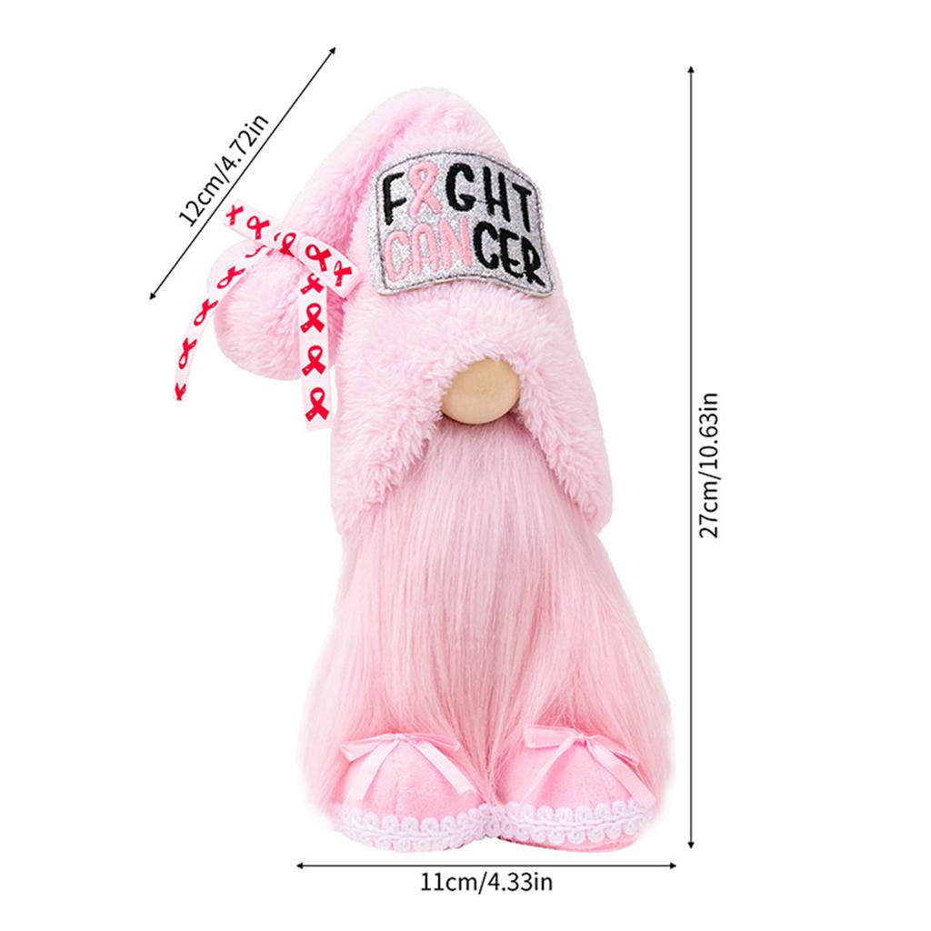 Fight Cancer Gnomes Plushies,Plush Breast Cancer Awareness Gnomes with Pink Ribbon,Stuffed Swedish Tomte for Women