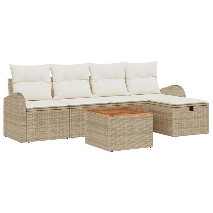 VidaXL Ensemble de canapé de jardin 6 pièces avec coussins beige en poly rotin 3359505