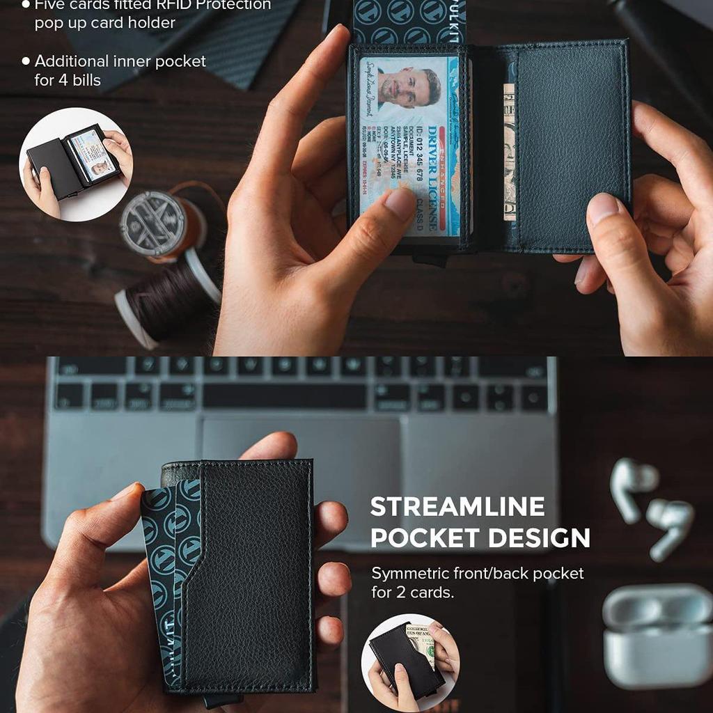 Мужской кошелек из натуральной кожи с RFID-защитой от кражи, металлический держатель для карт - европейский и американский дизайн с алюминиевым сплавом