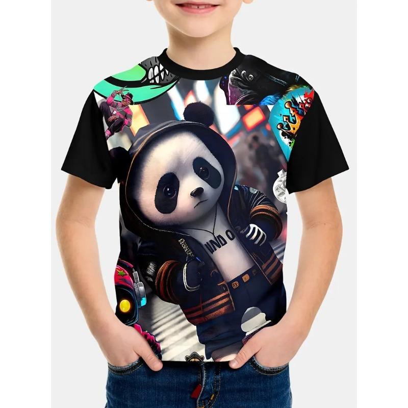 Детская футболка с 3D-принтом, футболка с короткими рукавами для мальчиков, детская летняя одежда с рисунком аниме, футболка с круглым вырезом