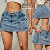 Rose Beauty A Women Solid Summer Fashionable And Sexy Workwear Denim Skirt With Pockets Jeans Mini Skirt