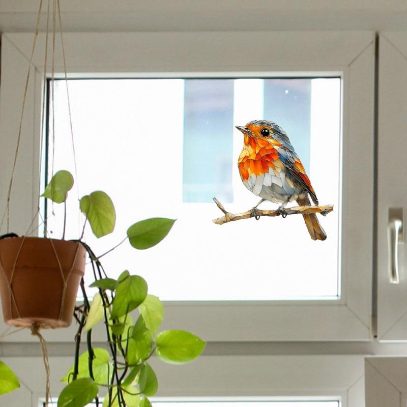 Мультяшная Ветка Птица Стекло Окно Украшение Электростатическая УФ Наклейка на Окно