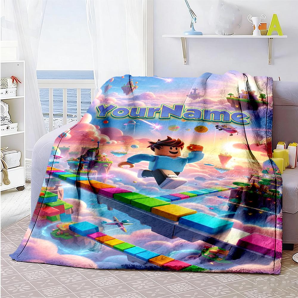 Roblox 496 Customize Your Name Blanket Lightweight Personalized Blanket Ultra-Soft for Office Chair Chair Seaside Bed Ideal for All Seasons