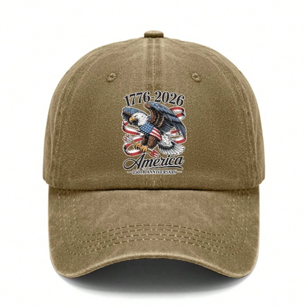 [Vintage American Flag Cap] 250 Years Of Freedom 1776-2026 Print Unisex Polyester Adjustable Breathable Sun Protection Baseball Hat For Patriotic