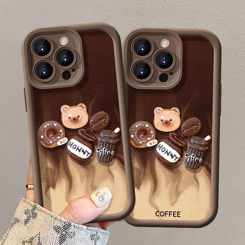 The Coffee Bear Figurine Lanyard Is Suitable for Apple 16PRO Phone Cases, Huawei OPPO, Xiaomi VIVO15
