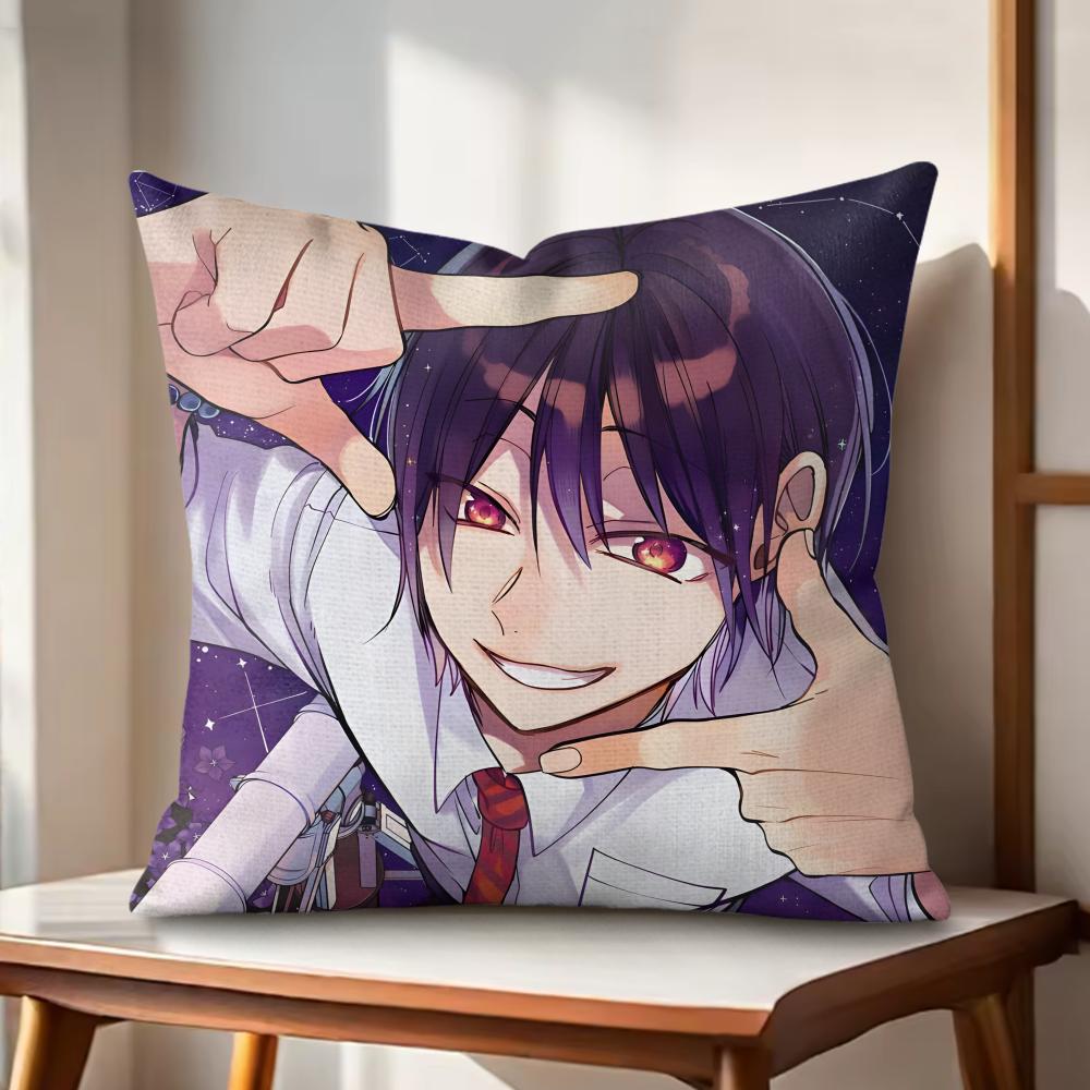 YYOUKAI GAKKOU NO SENSEI Cushion Cover Natural Linen Organic Fabric DoubleSided Printing Couch Pillow Covers Home Decor