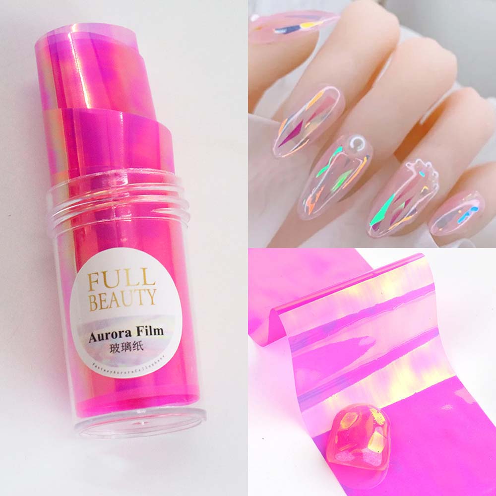 Manicure Aurora Color Glass Paper Aurora Nail Art Sticker Broken Glass Paper Film DIY Nail Art