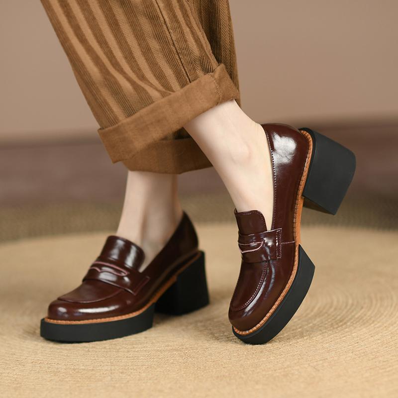 2024 Новые женские туфли на толстом каблуке для вечеринки и свадьбы, женские туфли-оксфорды на платформе с круглым носком, модные женские туфли-лодочки для офиса, броги