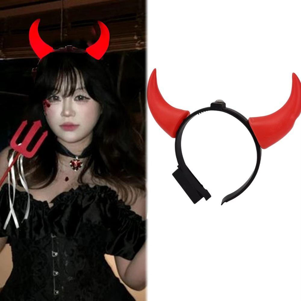 Red LED Light LED Headband Bull Horns Devil Hair Hoop Durable Party Headwear Cosplay Costume