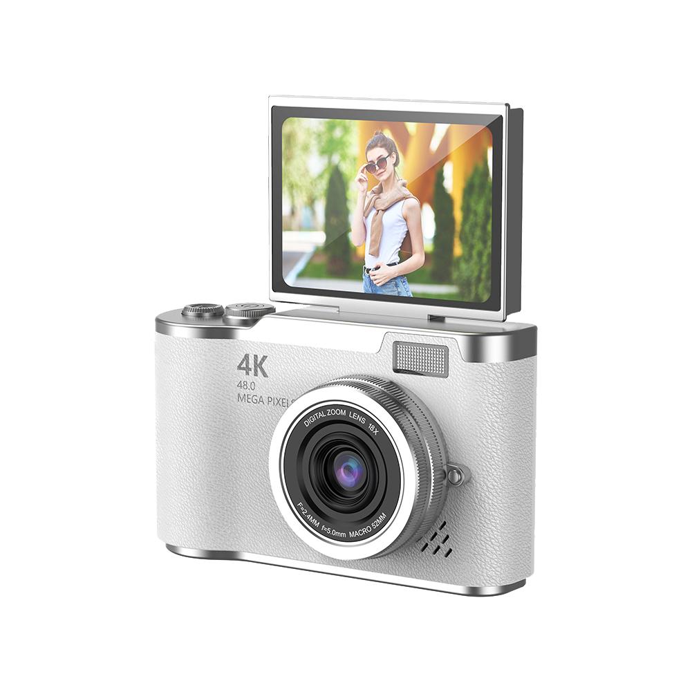 4K Digital Camera 48MP Compact Small Camera 8X Zoom Video Camcorder 180 Flip Screen Vintage Camera for Teens Adult Beginner