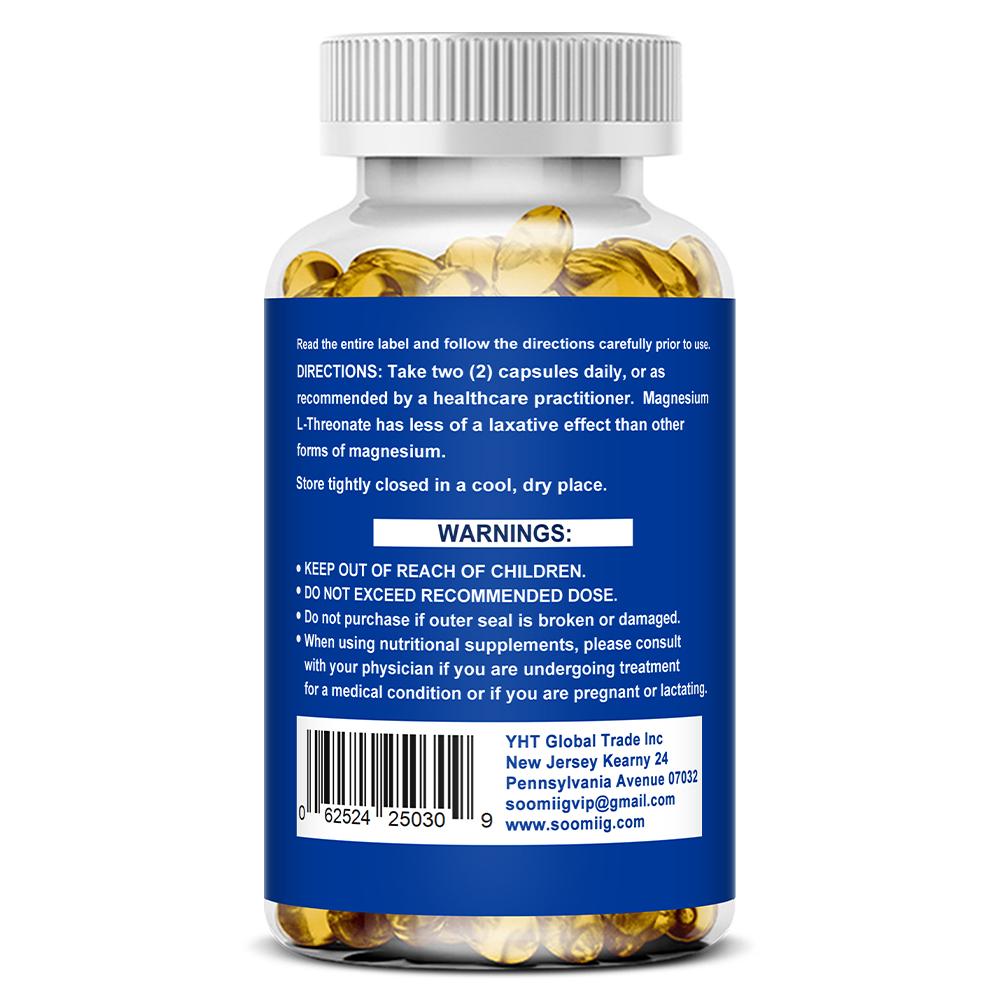 Soomiig Magnesium L-Threonate Supplement, 2000mg Magtein, 120 Caps