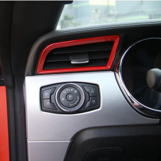 Console Side Outlet Vent Frame Cover 2PCS For Ford Mustang 2015- Bright Red