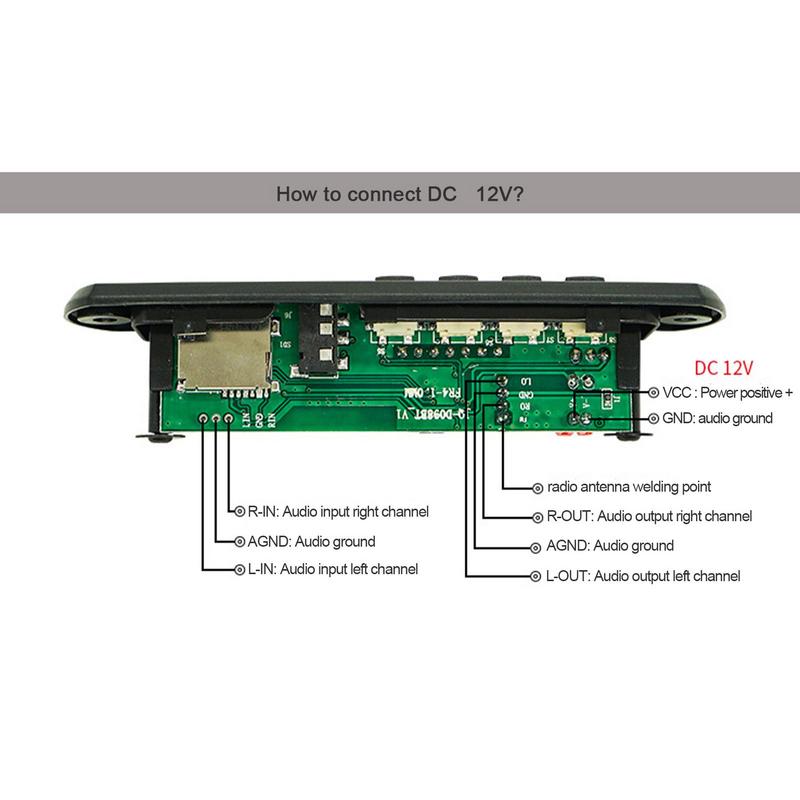 MP3-плеер Плата Bluetooth-усилитель Автомобильный FM-радио Модуль Поддержка TF USB WMA WAV FLAC APE Плата MP3-плеер