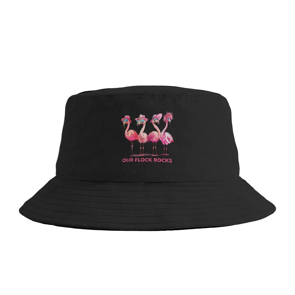 Our Flock Rocks Flamingo Summer Vacation Family Bucket Hat Street Style FisherUnisex Caps For Unisex Women Casual Hunting Sun Hats