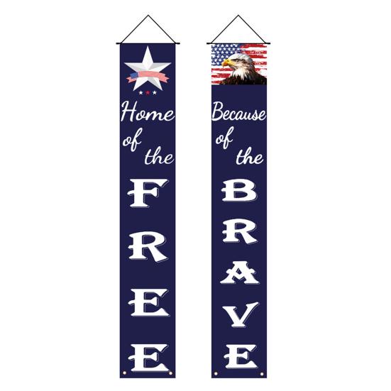 4th of July Patriotic Door Banners Outdoor Patriotic American Flag Hanging Porch Sign for Independence Day Memorial Day Decor