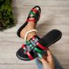 Модные женские тапочки 2025new Трендовые сочетания цветов Искусственная кожа Летние распродажи Пляжные тапочки с открытым носком Уличные Нескользящие Плоские шлепанцы