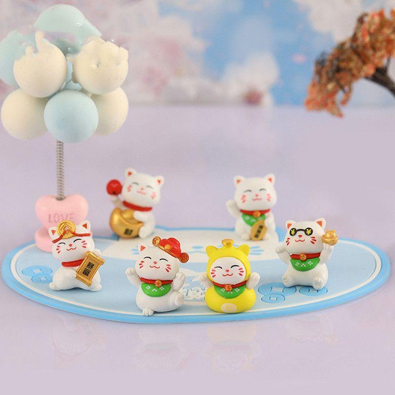 6 шт./компл. DIY сказочное украшение для сада, мультяшные животные, кошки, миниатюры, мини-фигурки, мох, террариум, микропейзаж