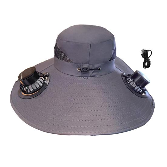 Мужская шляпа от солнца с двойным источником питания, вентилятором, трехскоростной регулируемой ветром, широкими полями, рыболовная шляпа, походная шляпа для рыбалки