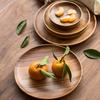 Wooden Trays Round Storage Plate SolidWood Coffee Cup Mat KitchenDecorative Plate Fruit Bread TablewareHome Decoration