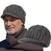 Men's Knitted Winter Hat with Fleece - Short Brimmed Warm Brimless Hat Suitable for Middle-aged and Elderly People, Thick Cold Proof Hat