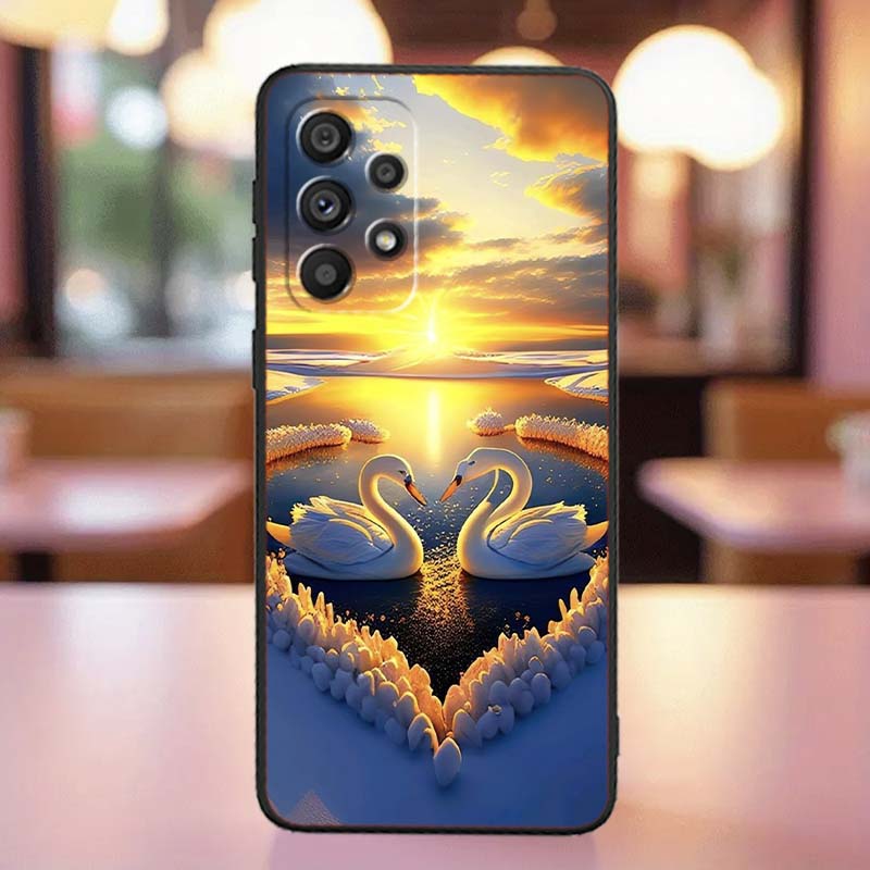 Мультяшный аниме-узор с утками Для Samsung A41 A35 A34 A33 A32 A25 A24 A23 A21s A06 A05 A04 A03 Note 10 20 Ultra 5G Черный чехол для телефона