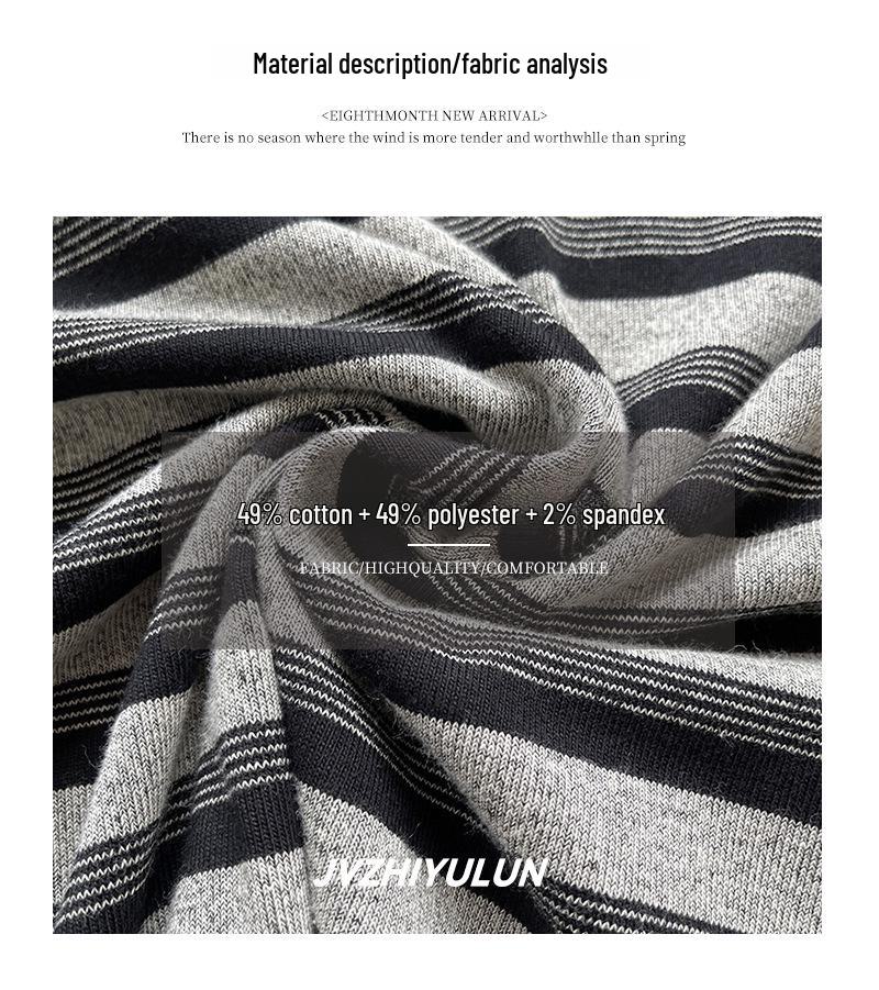 Juzhi 2024 Осенний корейский полосатый контрастный свитер-пуловер с круглым вырезом и длинными рукавами