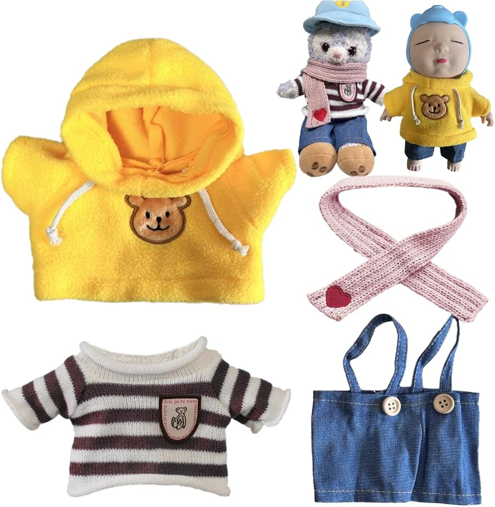 Neobod Aguri Babies Plush Outfit Set 4 Piece Hoodie Knit Pants Scarf 30cm