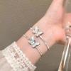 Стильный розово-голубой браслет с кристаллами в виде бабочек, милые украшения в стиле принцессы, мода